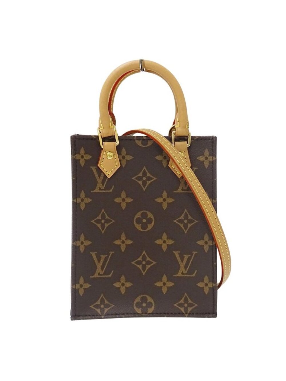 Louis Vuitton Monogram 2-Way Shoulder Bag Sac Plat Brown Small